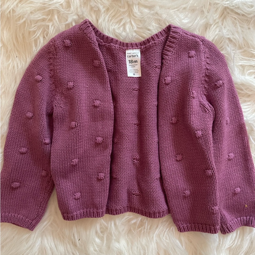 Carters Purple Swiss Dot Cardigan